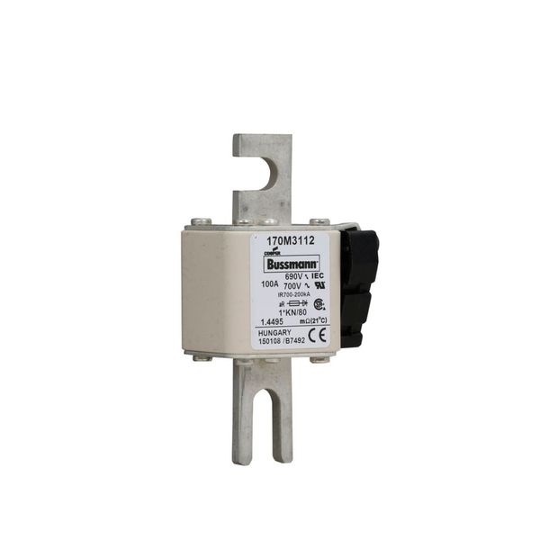 Fuse-link, high speed, 100 A, AC 690 V, compact DIN 1, 45 x 59 x 104 mm, aR, DIN, IEC, single indicator image 13