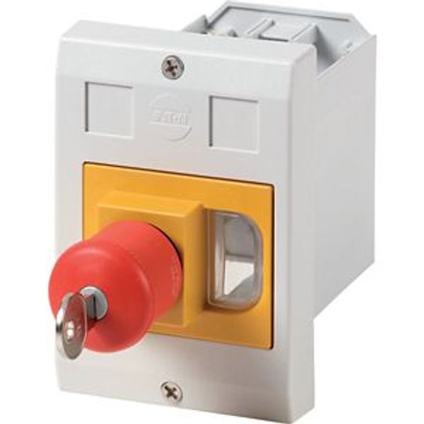 Insulated enclosure, E-PKZ0, H x W x D = 129 x 90 x 176 mm, flush-mounted, + emergency stop mushroom button, key activated image 2
