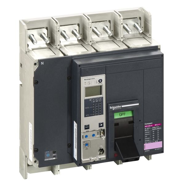 circuit breaker ComPact NS1250H, 70 kA at 415 VAC, Micrologic 2.0 A trip unit, 1250 A, fixed,4 poles 4d image 3