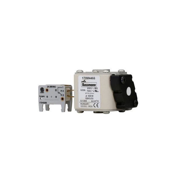 Fuse-link, high speed, 630 A, AC 690 V, size 1, 53 x 69 x 51 mm, aR, IEC, UL, type K indicator, flush end, M8 image 7