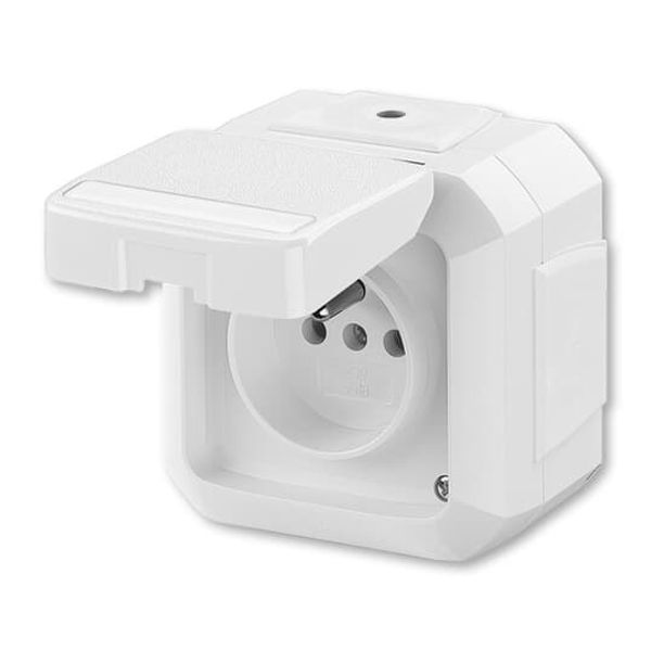 5598-2069 H Double socket outlet with earthing pins, with hinged lids, IP 44, for multiple mounting, with surge protection ; 5598-2069 H image 1