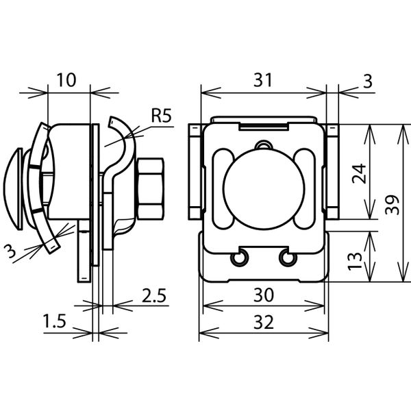 Bimetallic saddle clamp Cu-St/tZn clamping range 0.7-8mm for Rd 6-10mm image 2