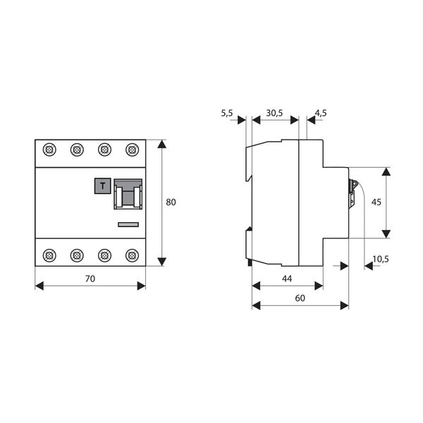 Residual current circuit breaker 63A, 4-p,100mA,type AC,6kA image 3