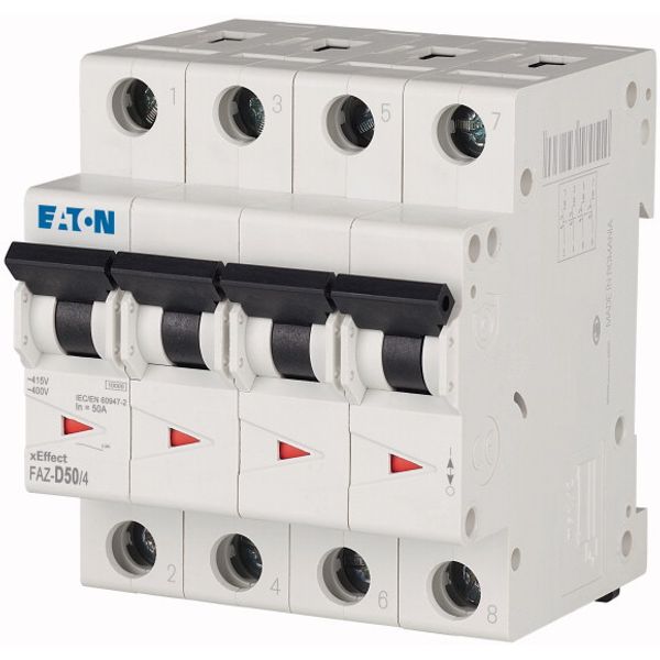 Miniature circuit breaker (MCB), 50 A, 4p, characteristic: D image 3