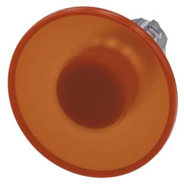 Illuminated mushroom pushbutton, 22 mm, round, metal, shiny, amber, 60 mm, momentary contact type, with  3SU1051-1CD00-0AA0-Z Y19 image 2