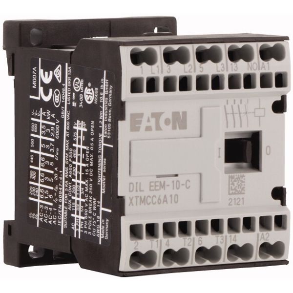 Contactor, 230 V 50/60 Hz, 3 pole, 380 V 400 V, 3 kW, Contacts N/O = Normally open= 1 N/O, Spring-loaded terminals, AC operation image 4