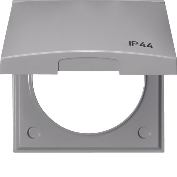 Integro Flow-Frame 1-Gang with Hinged Cover, Imprint IP44, Grey Glossy image 1