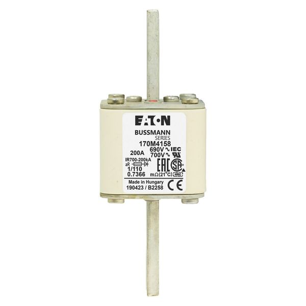 Fuse-link, high speed, 200 A, AC 690 V, DIN 1, 53 x 66 x 138 mm, aR, DIN, IEC, single indicator image 5