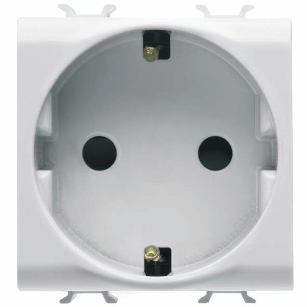 GERMAN STANDARD SOCKET-OUTLET 250V ac - QUICK WIRING TERMINALS - 2P+E 16A - 2 MODULES - GLOSSY WHITE - CHORUSMART image 2