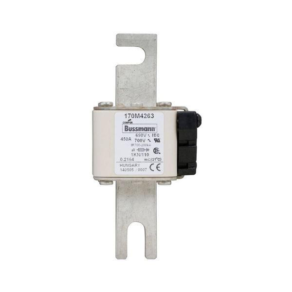 Fuse-link, high speed, 450 A, AC 690 V, DIN 1, 53 x 69 x 138 mm, aR, DIN, IEC, single indicator image 8