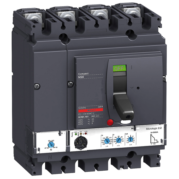 circuit breaker ComPact NSX160N, 50 kA at 415 VAC, MicroLogic 2.2 trip unit 160 A, 4 poles 4d image 3