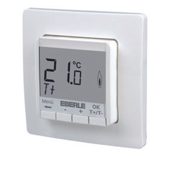 Flush-mounted thermostat as room controller, AC 230V, 1 changeover contact, heating 5(2) A, cooling 1(1) A, white backlighting image 2