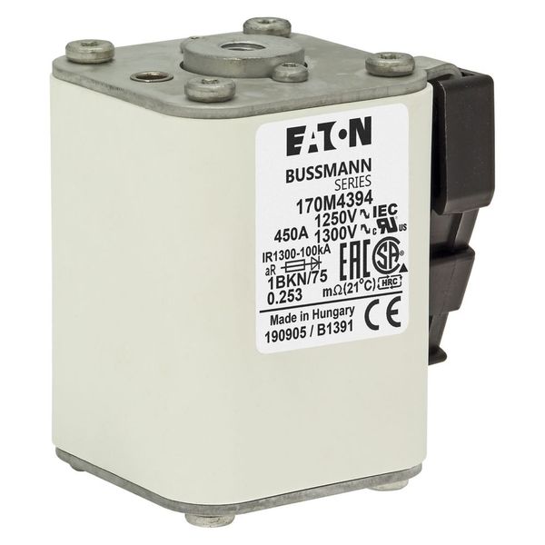 Fuse-link, high speed, 450 A, AC 1250 V, size 1, 53 x 69 x 74 mm, aR, IEC, UL, single indicator image 9