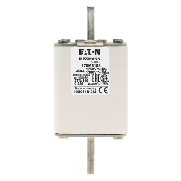 Fuse-link, high speed, 450 A, AC 1250 V, size 2, 61 x 75 x 138 mm, aR, DIN, IEC, type T indicator image 7