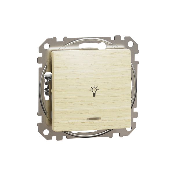 Sedna Design & Elements, 1-way Push-Button 10A Lamp Symbol, professional, wood birch image 4