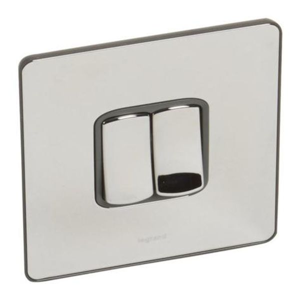 Synergy Sleek 2 gang 2-way switch - 10AX - Polished Stainless Steel image 1