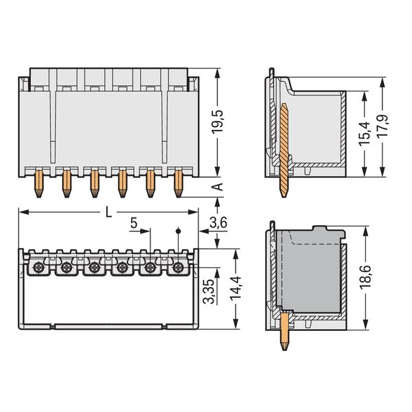 THR male header 1.4 mm Ø solder pin straight light gray image 3