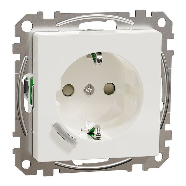 Connected SCHUKO socket 16A, System M, brilliant thermoplastic, glossy polar white image 1