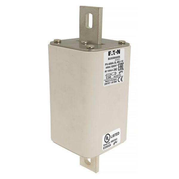 Fuse-link, high speed, 400 A, DC 1500 V, 3L, 75 x 205 mm, gPV, IEC, UL, without indicator, bolted contacts image 6