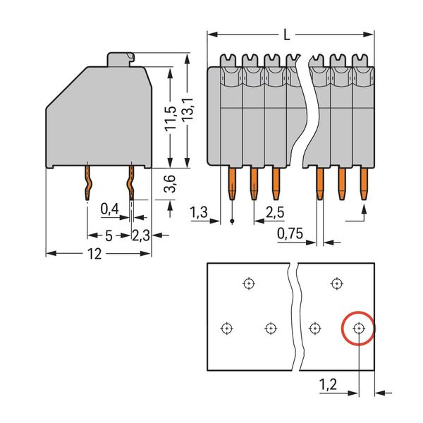 PCB terminal block push-button 0.5 mm² gray image 2