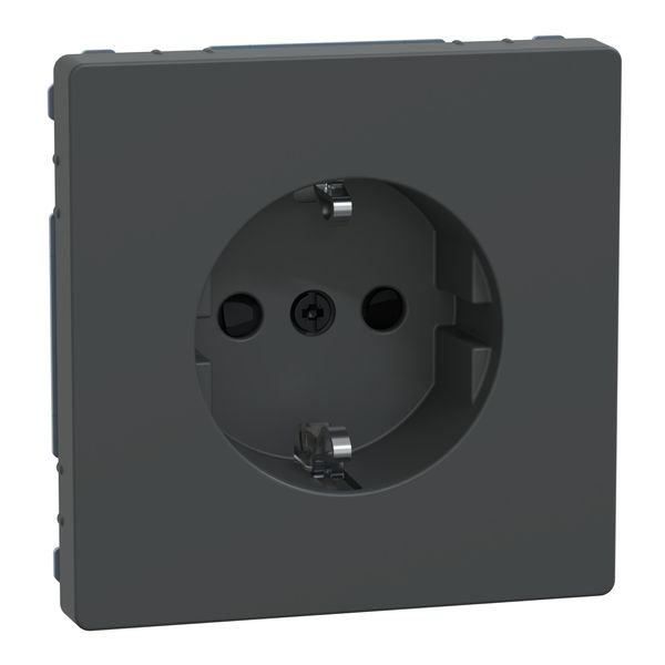 SCHUKO socket-outlet, shutter, screwless terminals, anthracite, System Design image 3