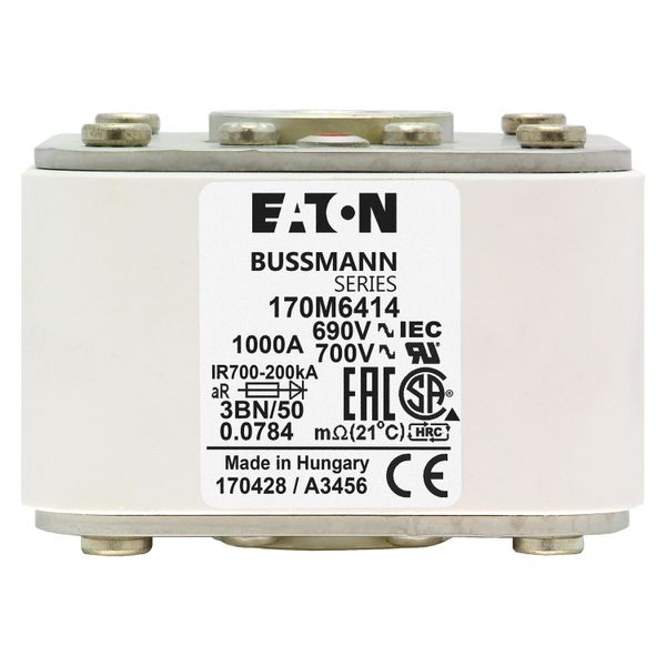 Fuse-link, high speed, 1000 A, AC 690 V, size 3, aR, IEC, UL, single indicator image 13