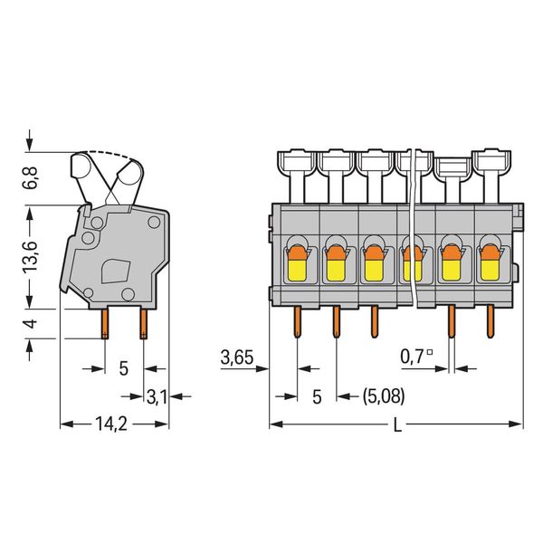 PCB terminal block push-button 2.5 mm² light gray image 2