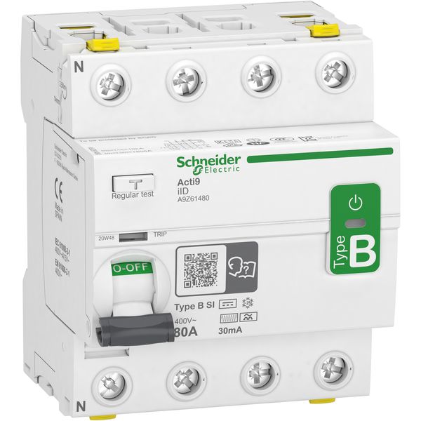 Acti9 iID - Residual Current Circuit Breaker - 4P - 80A - 30mA - B-SI type image 1