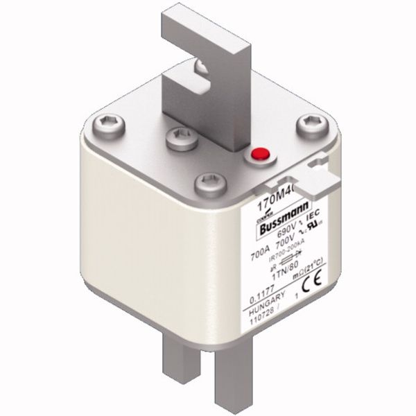 Fuse-link, high speed, 700 A, AC 690 V, DIN 1, 53 x 66 x 108 mm, aR, DIN, IEC, single indicator image 3