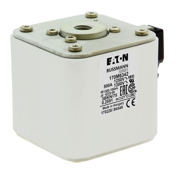 Fuse-link, high speed, 500 A, AC 1250 V, size 3, 76 x 92 x 76 mm, aR, IEC, UL, single indicator image 11