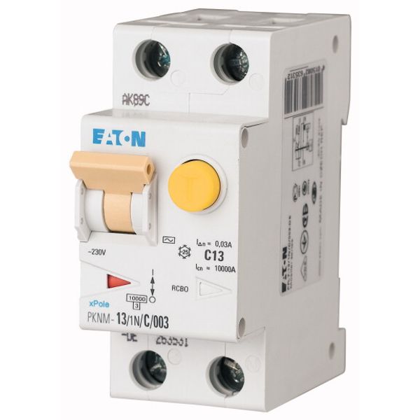 RCD/MCB combination, 13 A, 30 mA, MCB trip characteristic: C, 1p+N, RCD trip characteristic: A image 1