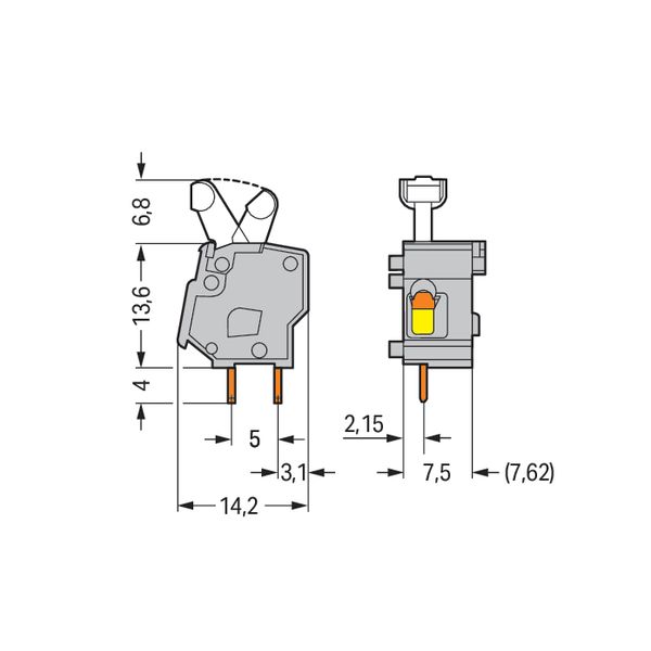 Stackable PCB terminal block push-button 2.5 mm² orange image 5