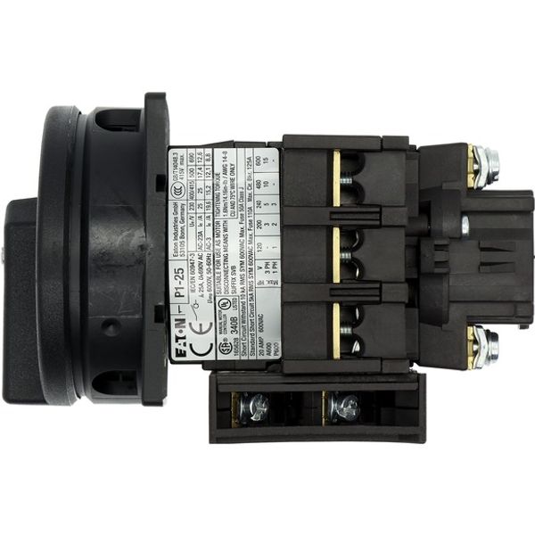 Main switch, P1, 25 A, flush mounting, 3 pole, 1 N/O, 1 N/C, STOP function, With black rotary handle and locking ring, Lockable in the 0 (Off) positio image 8