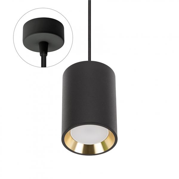 CHLOE GU10 MINI SURFACE MOUNTED GU10 250V IP20 70X100MM BLACK,  GOLD INSIDE ROUNDED PENDANT image 1