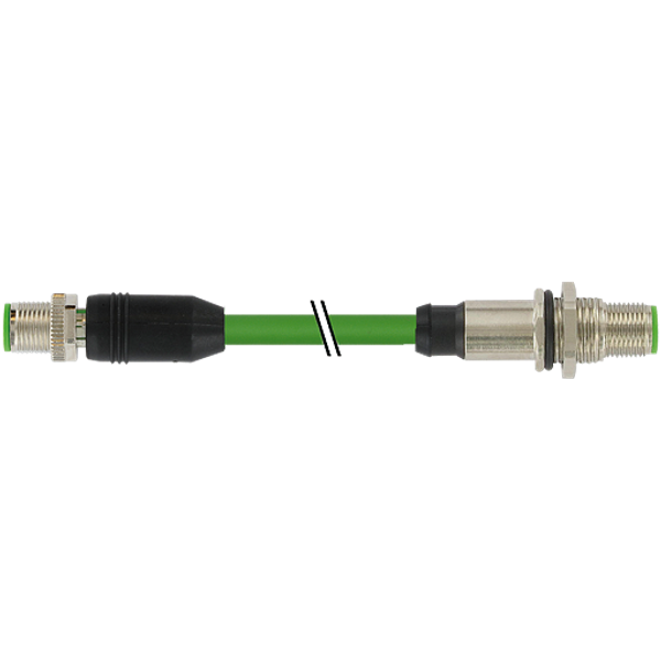 M12 male 0°/ M12 male recept. Y  PUR AWG20/26 shielded gn+dragch 1m image 1