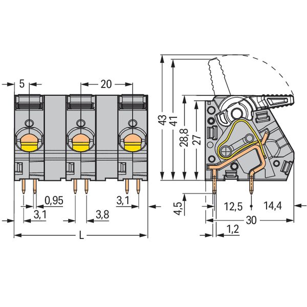 PCB terminal block lever 16 mm² gray image 4