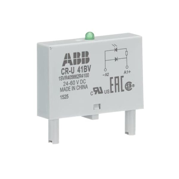 CR-U 41BV Pluggable module diode and LED green, 24-60VDC,A1+, A2- image 5