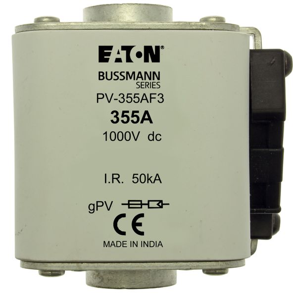 Fuse-link, high speed, 355 A, DC 1000 V, size 3, 76 x 92 x 91 mm, gPV, IEC, UL, single indicator image 9