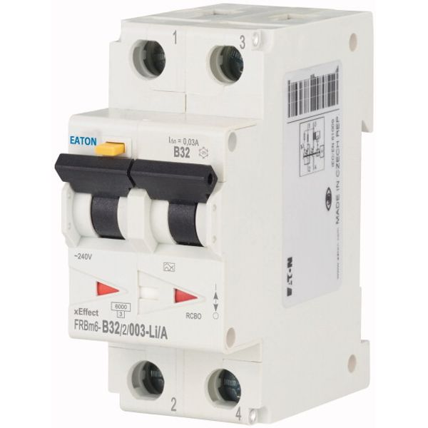 RCD/MCB combination, 32 A, 30 mA, MCB trip characteristic: B, 2p, RCD trip characteristic: LIA image 2