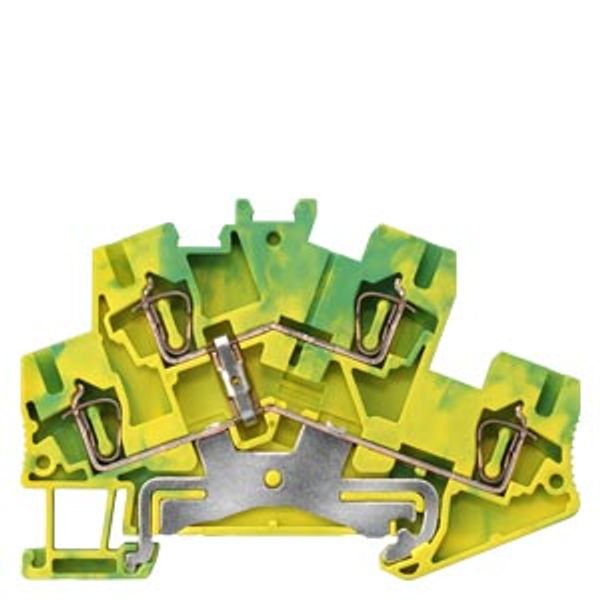 Terminal, spring-loaded terminal, two-tier, PE/PEN terminal, 2.5 mm², green-yellow image 1