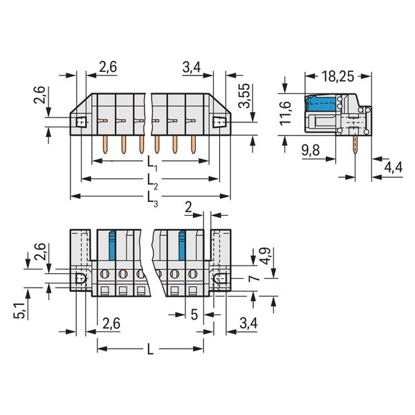 THT female header angled Pin spacing 5 mm light gray image 2