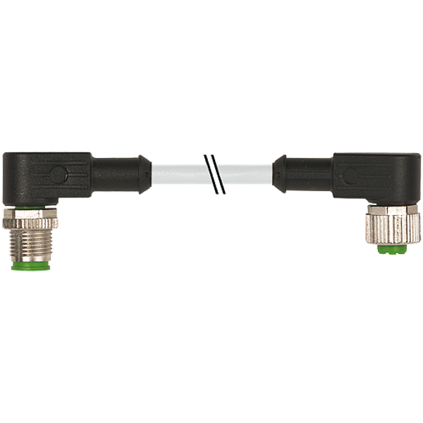 M12 male 90° / M12 female 90° A-cod. PUR 2x0.5 gy UL/CSA+drag ch. 5m image 1