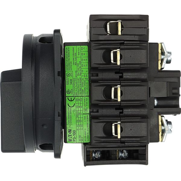 Main switch, P3, 100 A, flush mounting, 3 pole + N, 1 N/O, 1 N/C, STOP function, With black rotary handle and locking ring, Lockable in the 0 (Off) po image 34