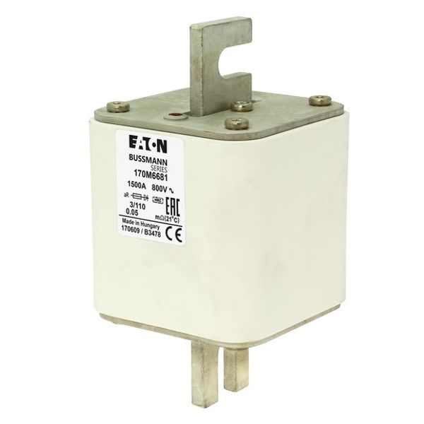 Fuse-link, high speed, 1500 A, AC 800 V, size 3, 76 x 90 x 141 mm, aR, IEC, single indicator image 3