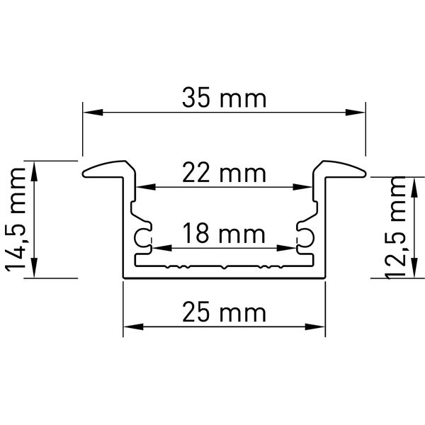 Aluminium profile TBU, L-2000mm W-25mm H-14,5mm image 2