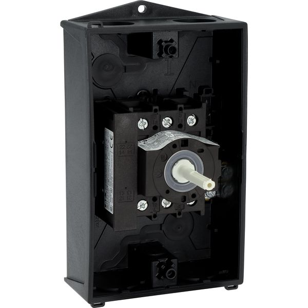 Safety switch, P1, 25 A, 3 pole, 1 N/O, 1 N/C, STOP function, With black rotary handle and locking ring, Lockable in position 0 with cover interlock, image 42