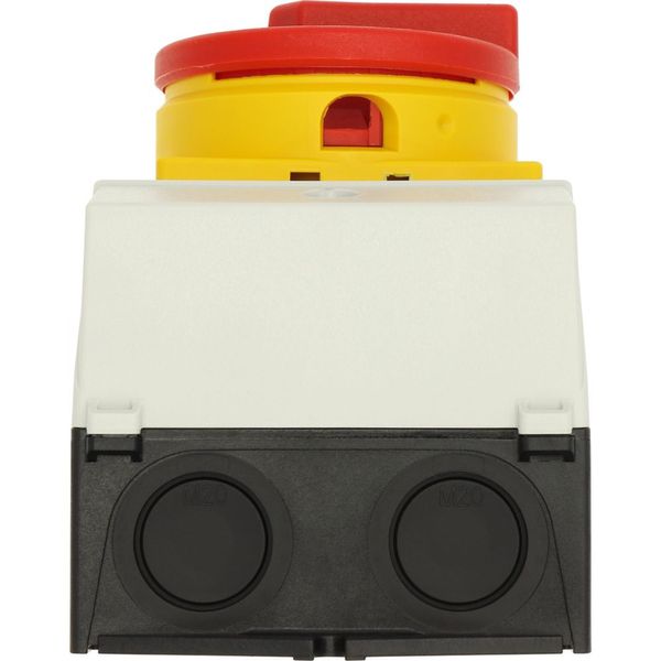 Main switch, T0, 20 A, surface mounting, 1 contact unit(s), 1 pole, Emergency switching off function, With red rotary handle and yellow locking ring, image 44