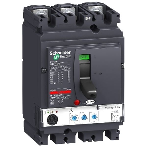 circuit breaker ComPact NSX160F, 36 kA at 415 VAC, MicroLogic 2.2 M trip unit 150 A, 3 poles 3d image 2