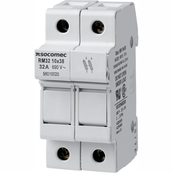 RM cylind. fuse holder without sign. aux. cont.-32A-2P-NFC-Fuse 10x38 image 1
