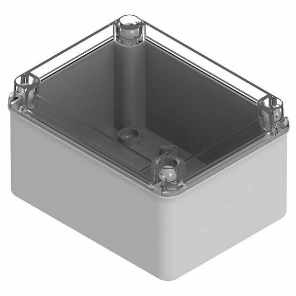 JUNCTION BOX WITH HIGH CAPACITY BOTTOM AND TRANSPARENT PLAIN SCREWED LID - IP56 - INTERNAL DIMENSIONS 190X140X110 - SMOOTH WALLS - GREY RAL 7035 image 2